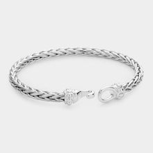 Load image into Gallery viewer, Silver Braided Metal Hook Bangle Bracelet
