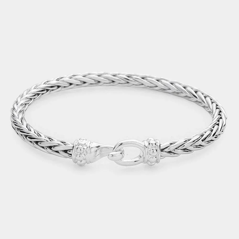 Silver Braided Metal Hook Bangle Bracelet - Jewelry Store by Erik Rayo
