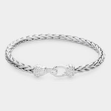 Load image into Gallery viewer, Silver Braided Metal Hook Bangle Bracelet
