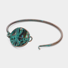 Load image into Gallery viewer, Oval Abalone Dragonfly Pointed Bangle Bracelet
