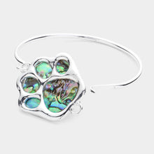 Load image into Gallery viewer, Silver Abalone Paw Pointed Bangle Bracelet
