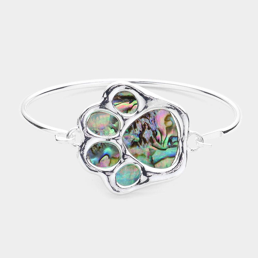 Silver Abalone Paw Pointed Bangle Bracelet