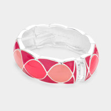 Load image into Gallery viewer, Pink Color Block Enamel Hinged Bangle Bracelet
