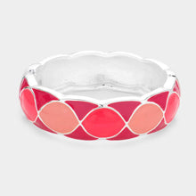 Load image into Gallery viewer, Pink Color Block Enamel Hinged Bangle Bracelet
