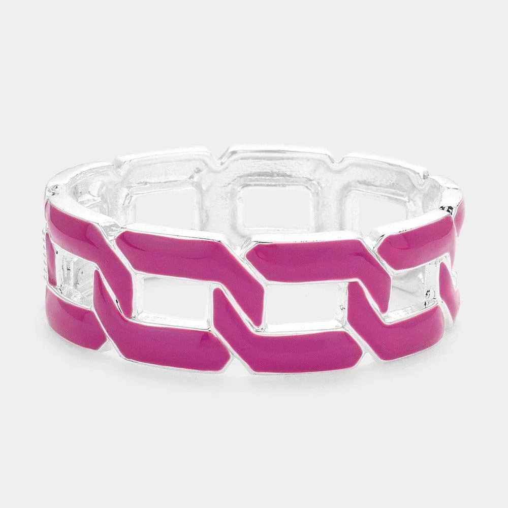 Purple Curb Chain Cut out Enamel Hinged Bangle Bracelet - Jewelry Store by Erik Rayo