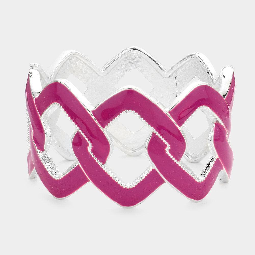 Purple Chain Shape Cut out Enamel Hinged Bangle Bracelet - Jewelry Store by Erik Rayo