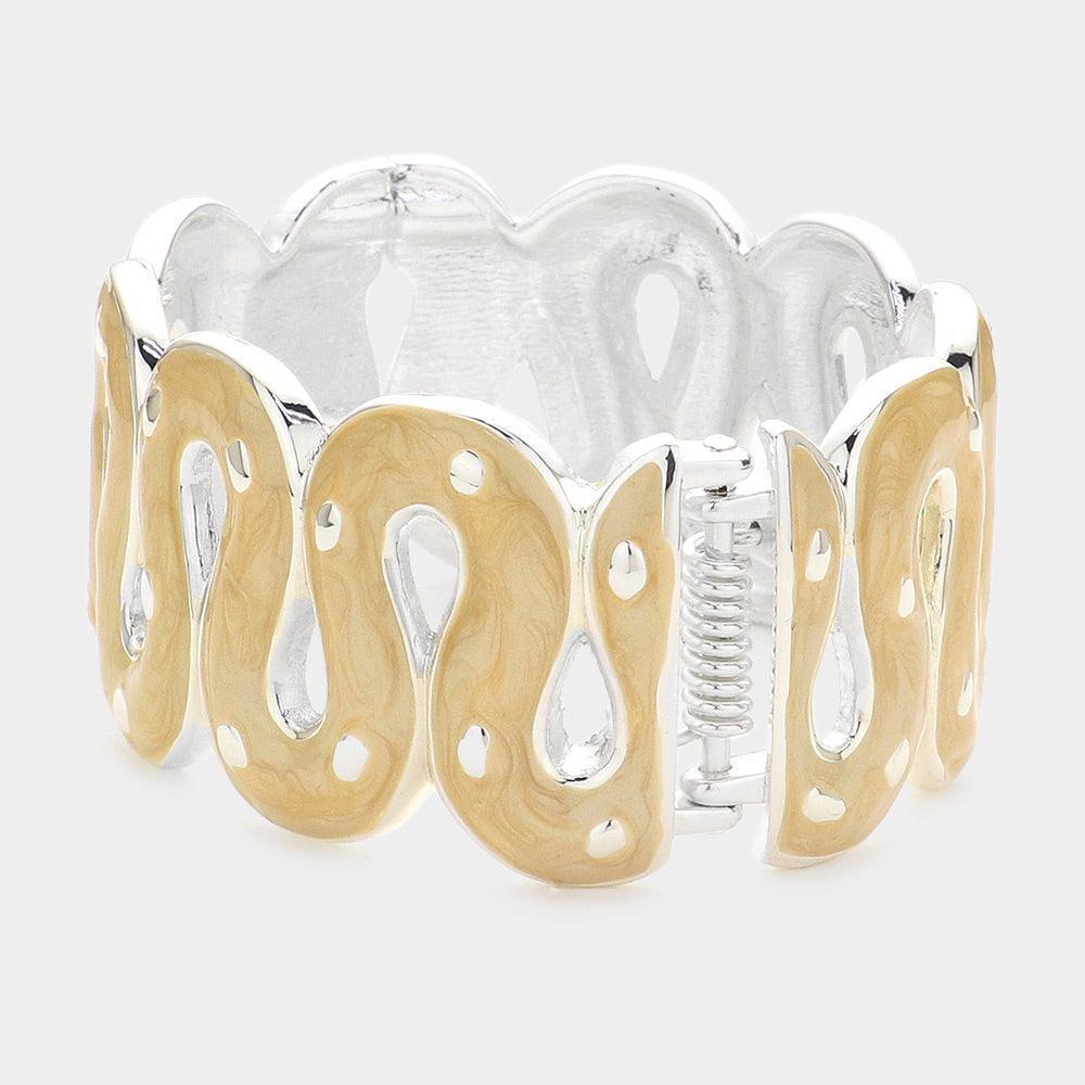 Cream Wavy Epoxy Hinged Bracelet - Jewelry Store by Erik Rayo