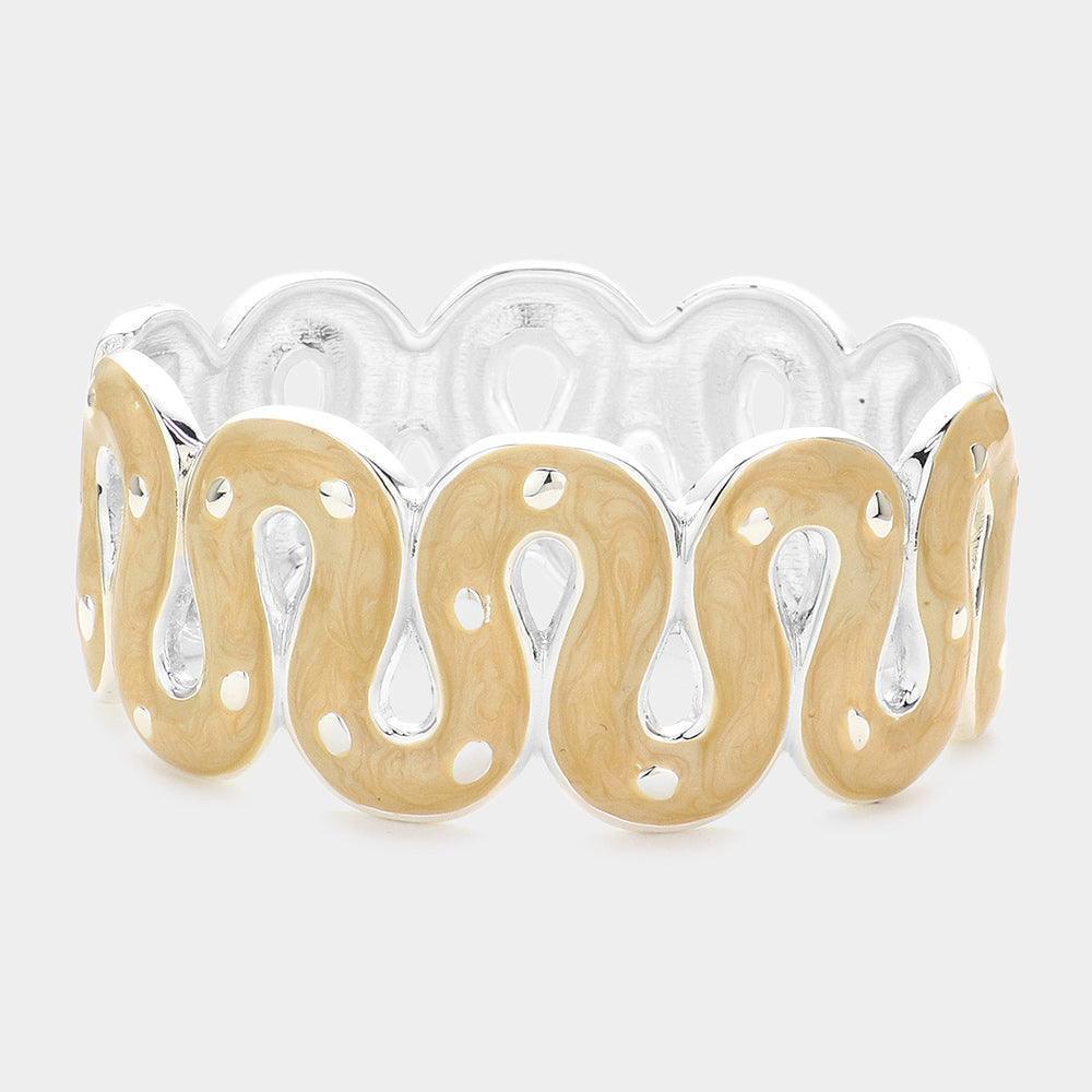Cream Wavy Epoxy Hinged Bracelet - Jewelry Store by Erik Rayo