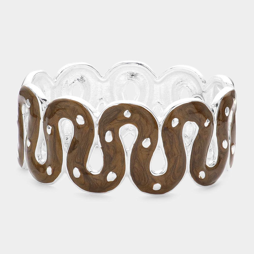 Brown Wavy Epoxy Hinged Bracelet - Jewelry Store by Erik Rayo
