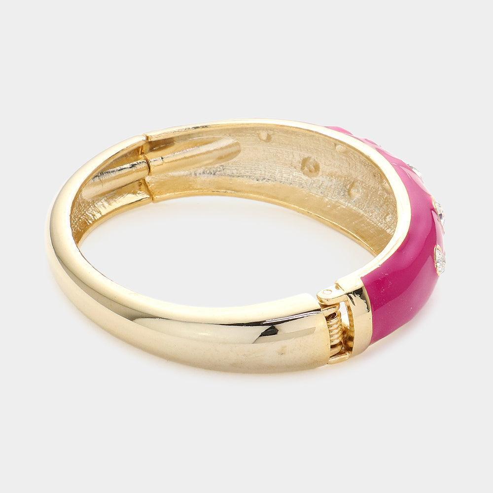 Fuchsia Stone Embellished Hinged Bracelet - Jewelry Store by Erik Rayo