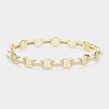 Load image into Gallery viewer, Gold CZ Stone Paved Link Bangle Bracelet
