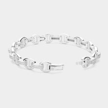 Load image into Gallery viewer, CZ Stone Paved Link Bangle Bracelet
