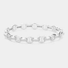 Load image into Gallery viewer, CZ Stone Paved Link Bangle Bracelet
