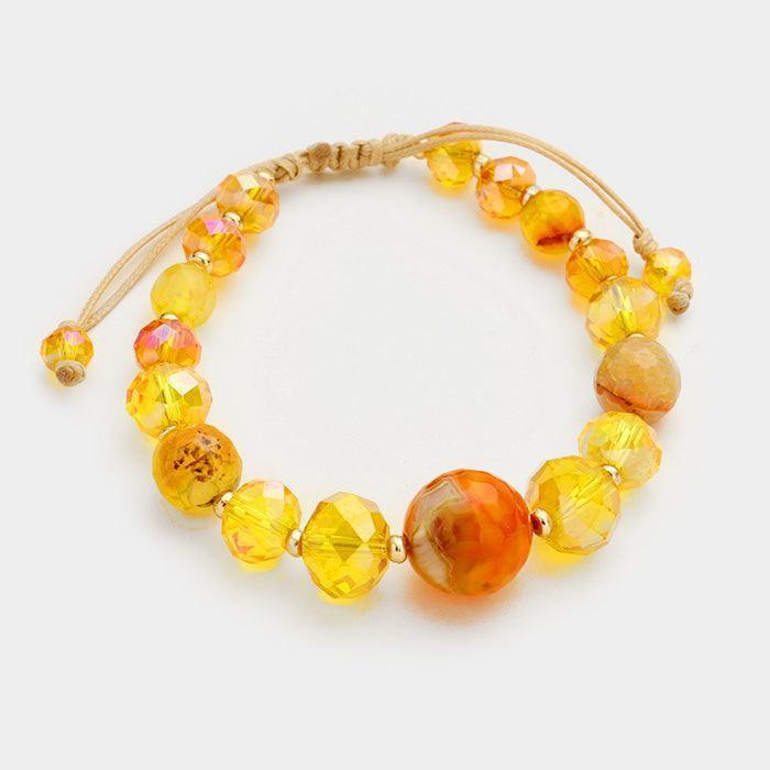 Yellow Semi Precious Beads Cinch Bracelet - Jewelry Store by Erik Rayo