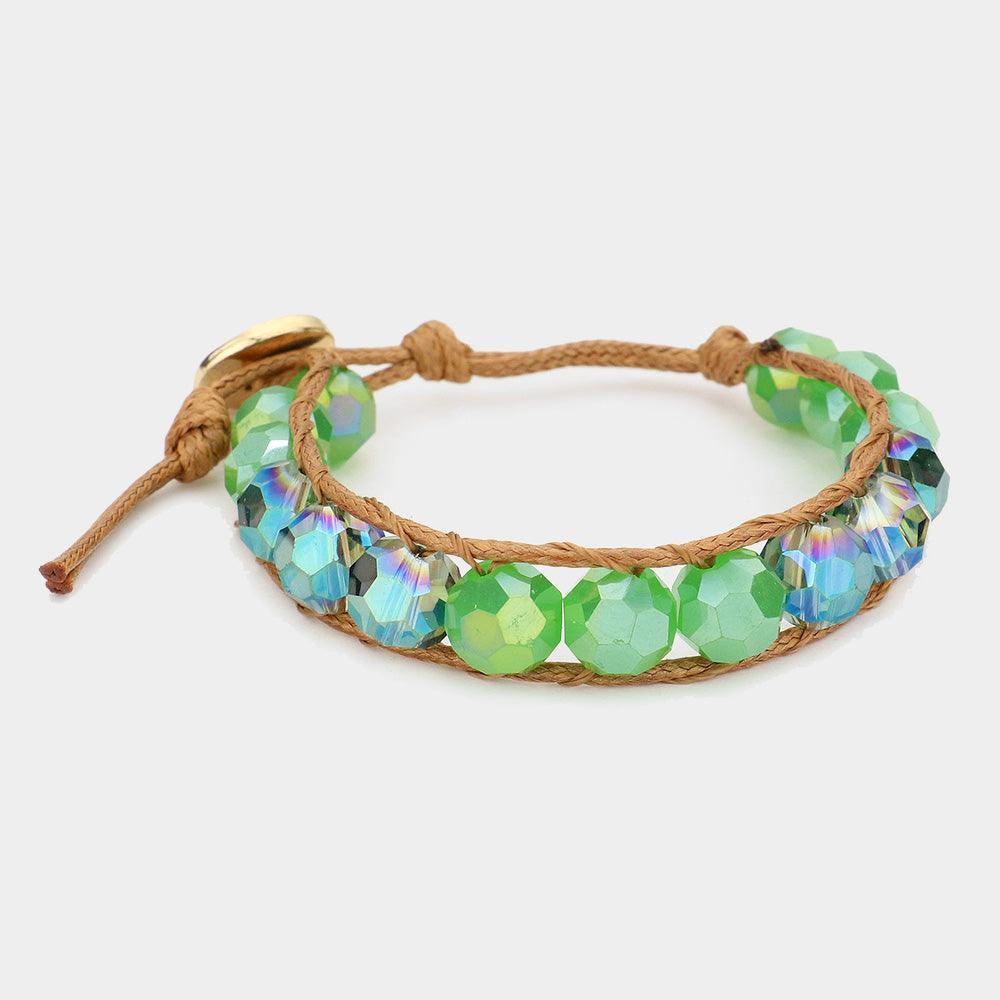 Green Glass bead bracelet - Jewelry Store by Erik Rayo