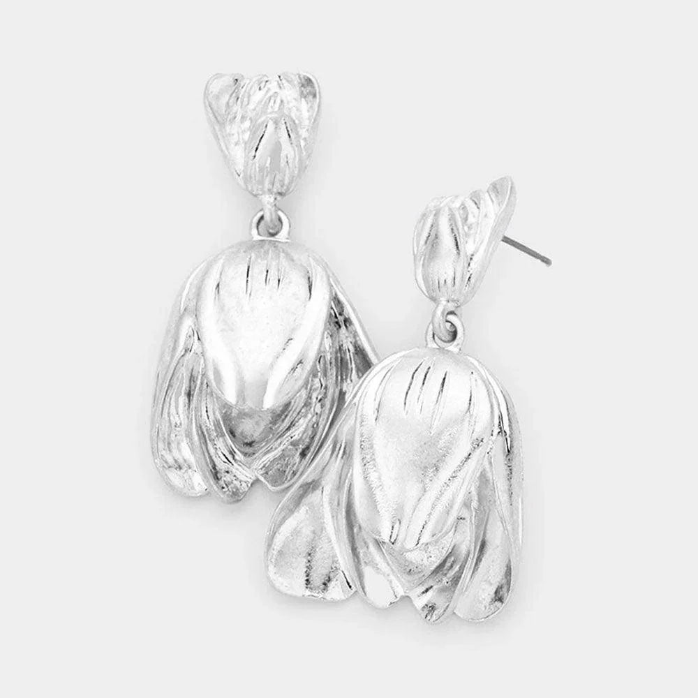 Silver Metal Tulip Flower Earrings - Jewelry Store by Erik Rayo