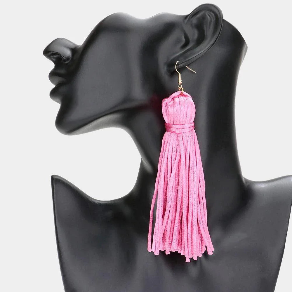 Fuchsia Tassel Dangle Earrings - Jewelry Store by Erik Rayo