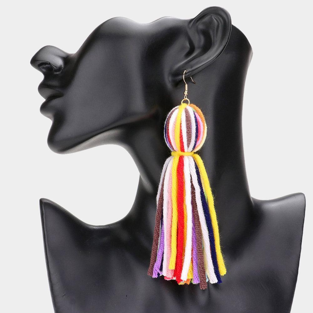 Colorful Thread Tassel Dangle Earrings - Jewelry Store by Erik Rayo