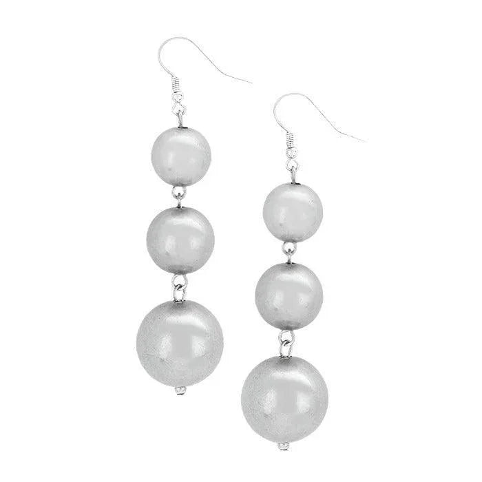 Silver Triple Metal Ball Dangle Earrings - Jewelry Store by Erik Rayo