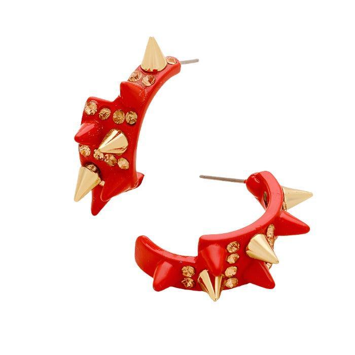 Gold Rhinestone Pave Spike Post Earrings