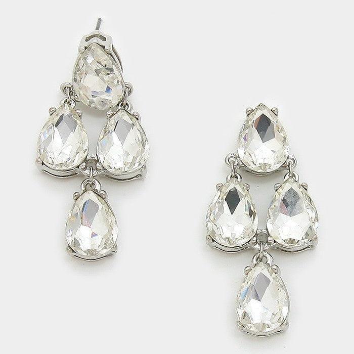 Clear Crystal Teardrop Cluster Earrings - Jewelry Store by Erik Rayo