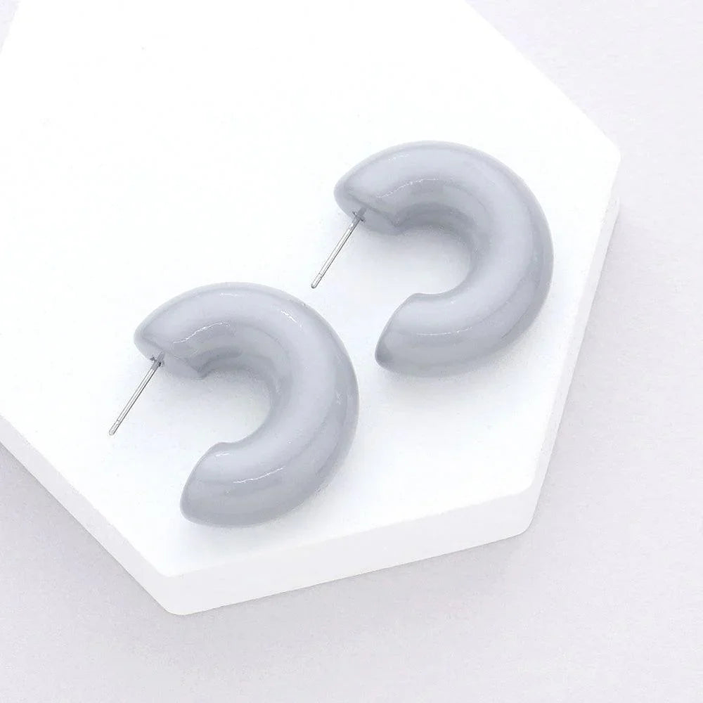 Gray Resin Hoop Earrings - Jewelry Store by Erik Rayo