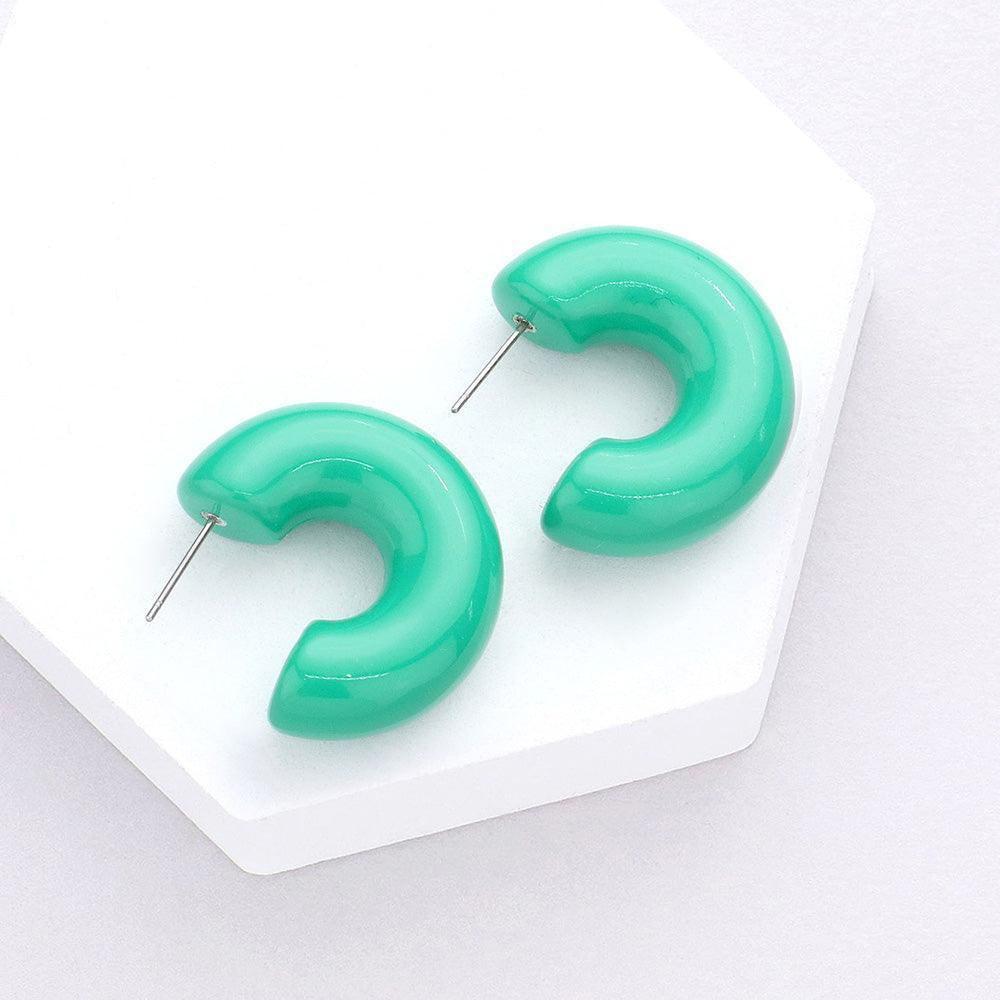 Green Resin Hoop Earrings - Jewelry Store by Erik Rayo