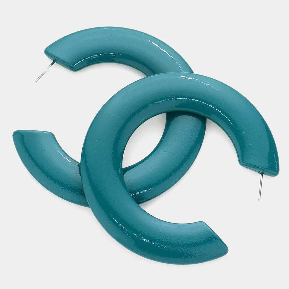Green Resin Hoop Earrings - Jewelry Store by Erik Rayo