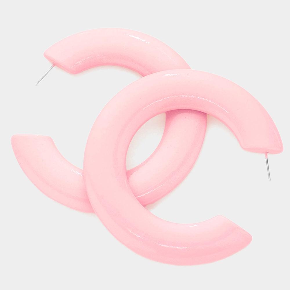 Pink Resin Hoop Earrings