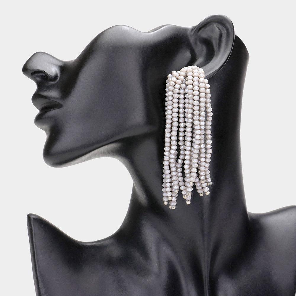 Faceted Beaded Tassel Dangle Earrings - Jewelry Store by Erik Rayo