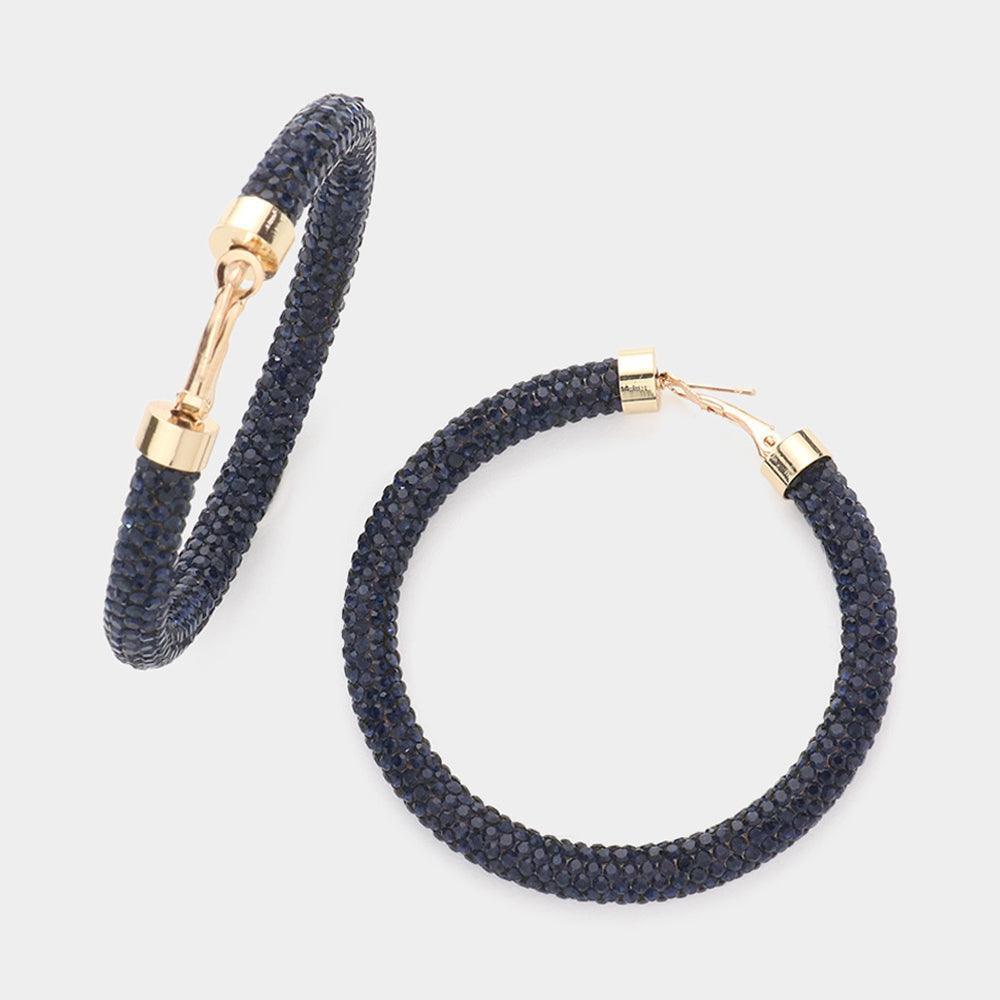 Rhinestone Pave Hoop Earrings - Jewelry Store by Erik Rayo
