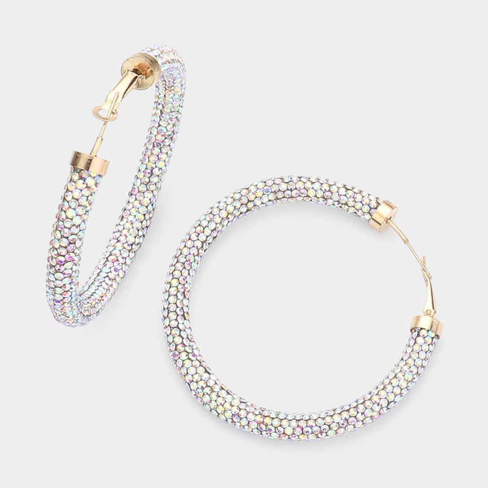 Rhinestone Pave Hoop Earrings - Jewelry Store by Erik Rayo