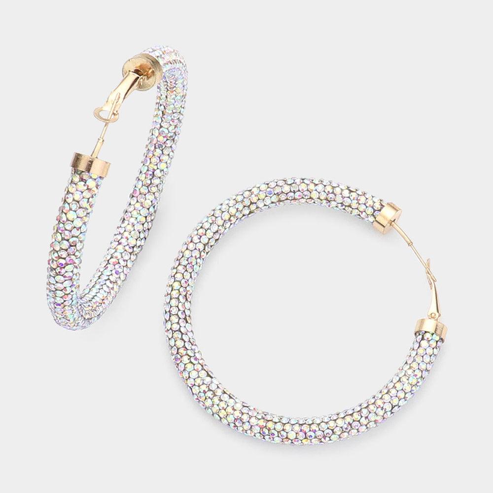 Rhinestone Pave Hoop Earrings