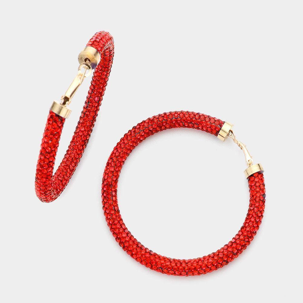 Rhinestone Pave Hoop Earrings - Jewelry Store by Erik Rayo