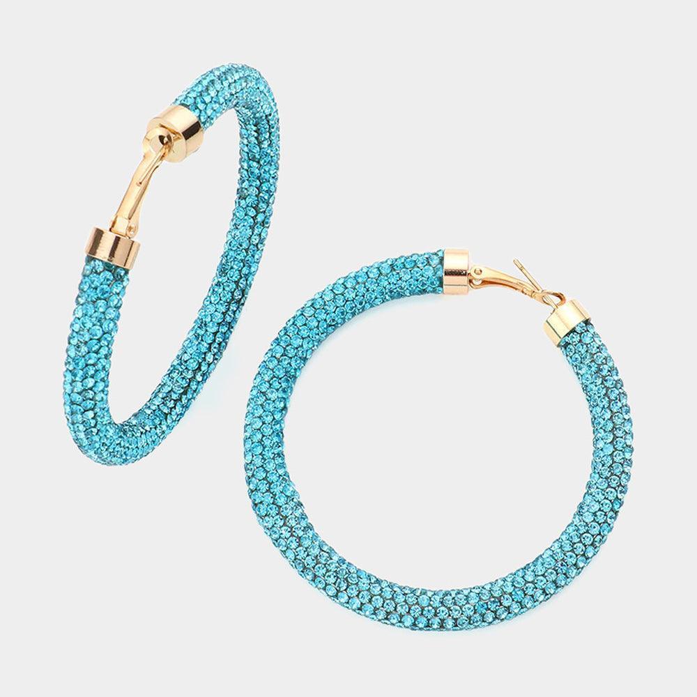 Rhinestone Pave Hoop Earrings - Jewelry Store by Erik Rayo