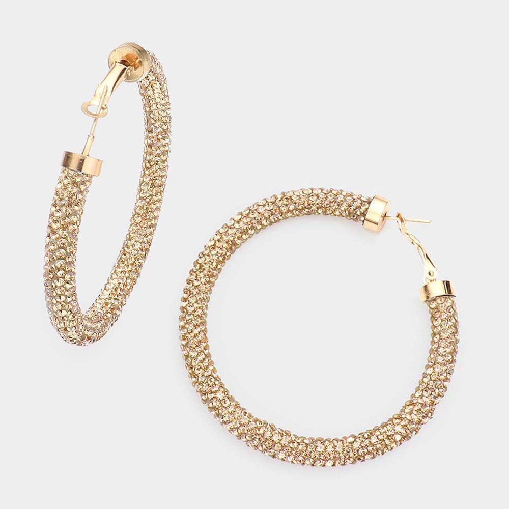Rhinestone Pave Hoop Earrings - Jewelry Store by Erik Rayo