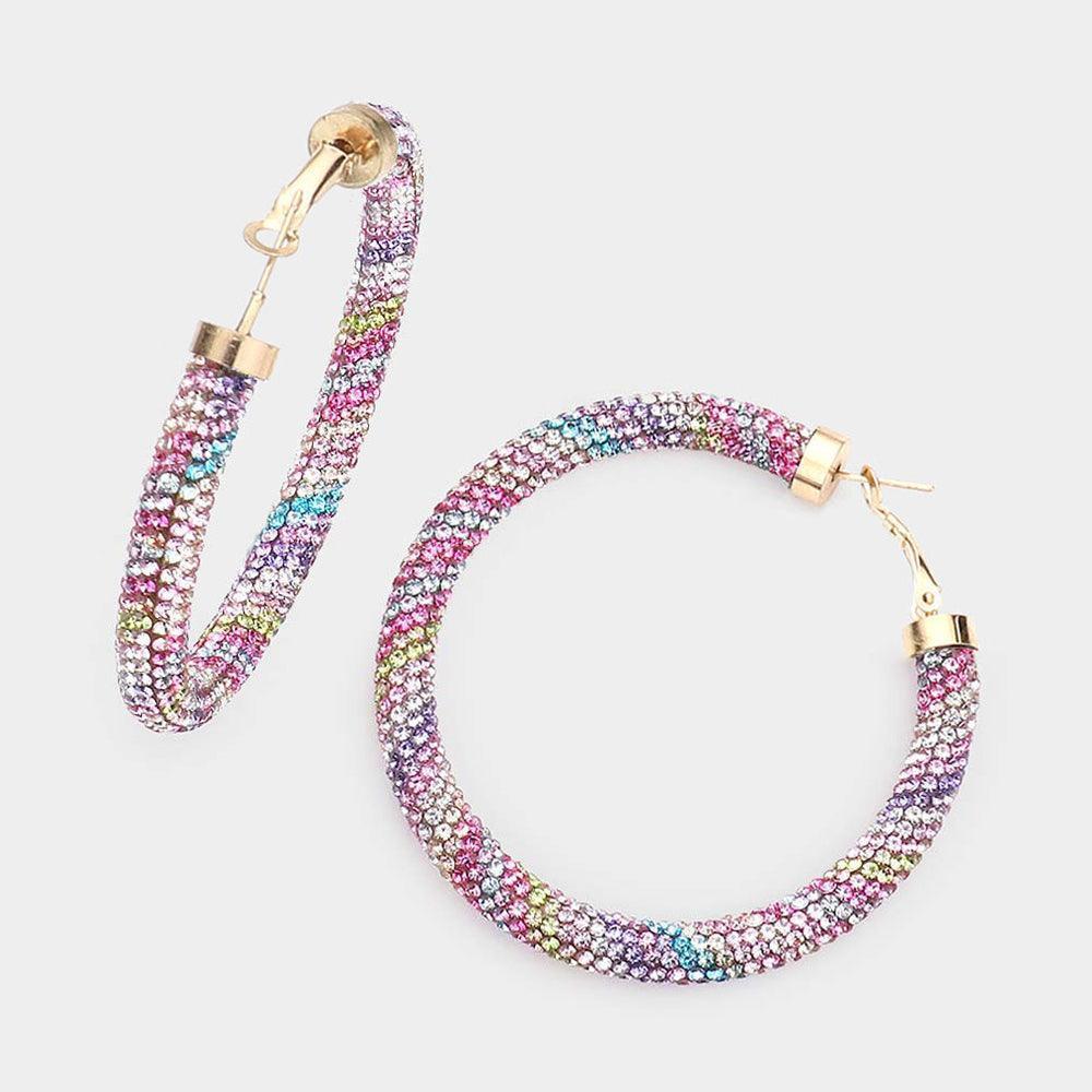 Rhinestone Pave Hoop Earrings - Jewelry Store by Erik Rayo
