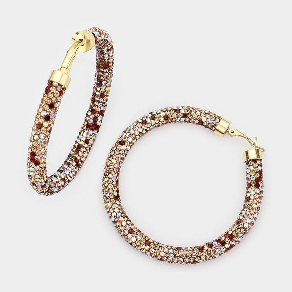 Rhinestone Pave Hoop Earrings - Jewelry Store by Erik Rayo