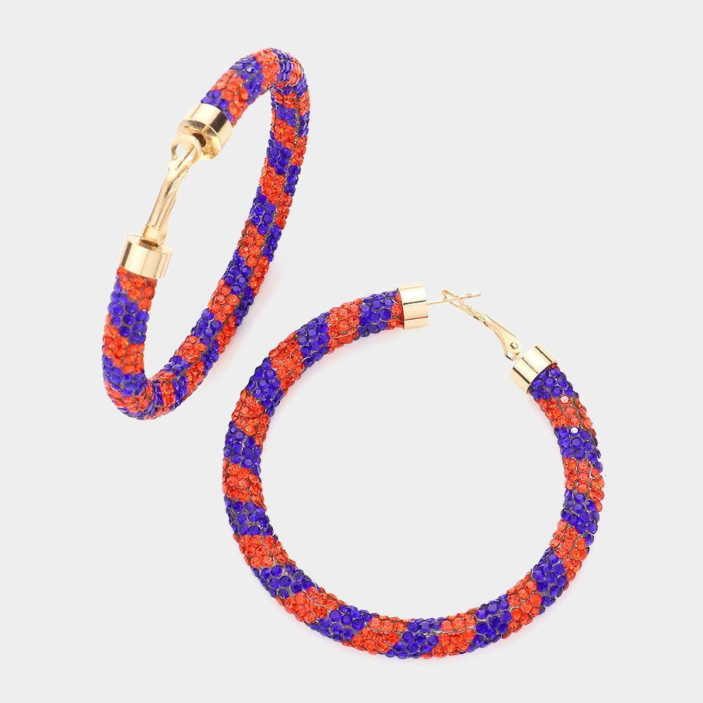 Blue Rhinestone Pave Hoop Earrings - Jewelry Store by Erik Rayo