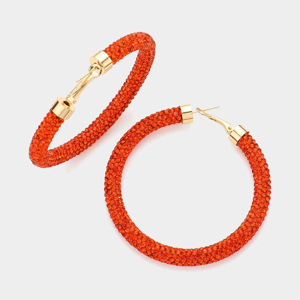 Rhinestone Pave Hoop Earrings - Jewelry Store by Erik Rayo