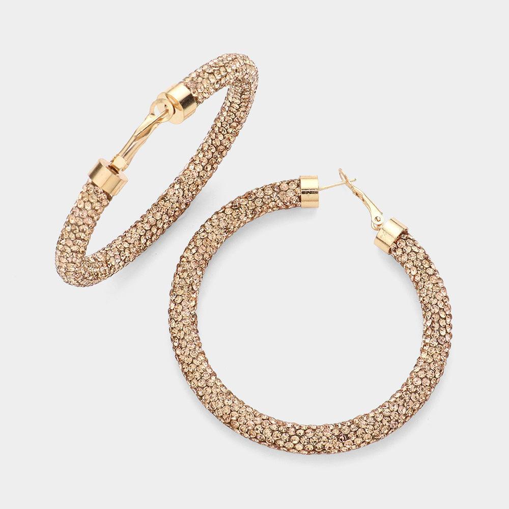 Rhinestone Pave Hoop Earrings - Jewelry Store by Erik Rayo
