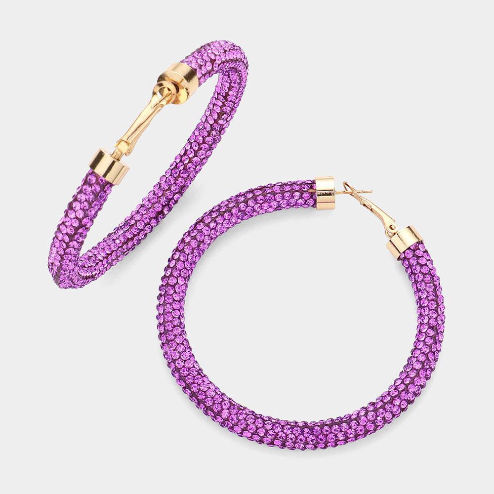 Rhinestone Pave Hoop Earrings - Jewelry Store by Erik Rayo