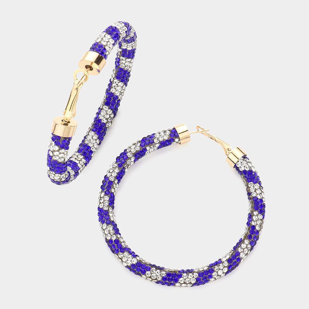 White Rhinestone Pave Hoop Earrings - Jewelry Store by Erik Rayo