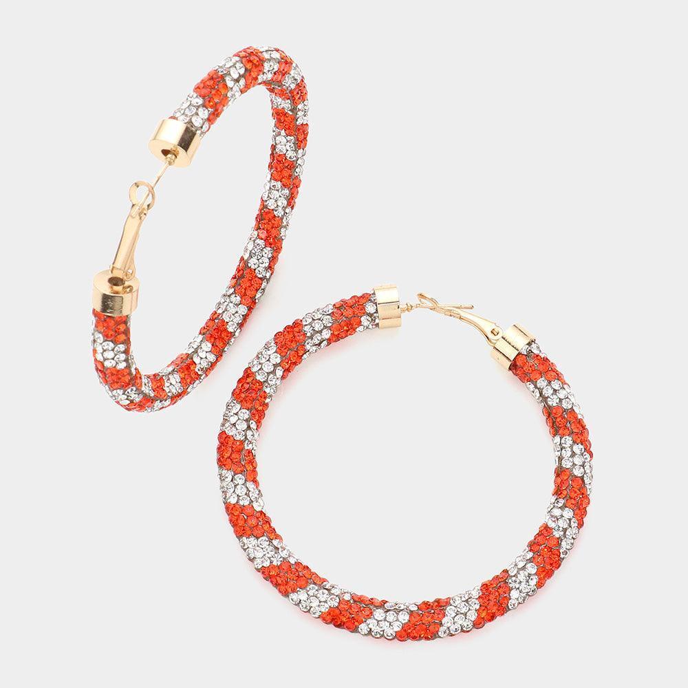 White Rhinestone Pave Hoop Earrings - Jewelry Store by Erik Rayo