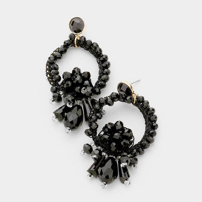 Gold Flower Beaded Detail Statement Earrings - Jewelry Store by Erik Rayo