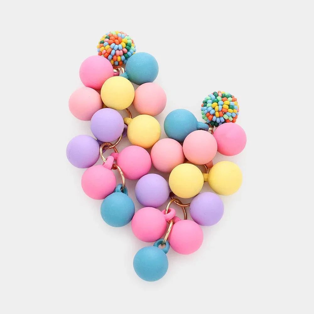 Colored Ball Cluster Vine Dangle Earrings - Jewelry Store by Erik Rayo