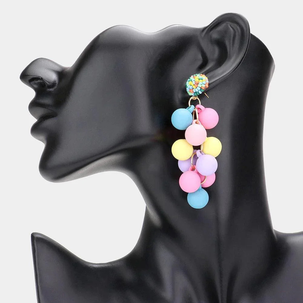Colored Ball Cluster Vine Dangle Earrings - Jewelry Store by Erik Rayo