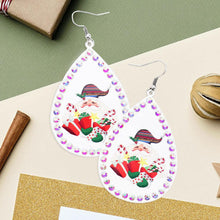 Load image into Gallery viewer, White Stone Trim Santa Claus Xmas Gift Serape Print Metal Teardrop Dangle Earrings
