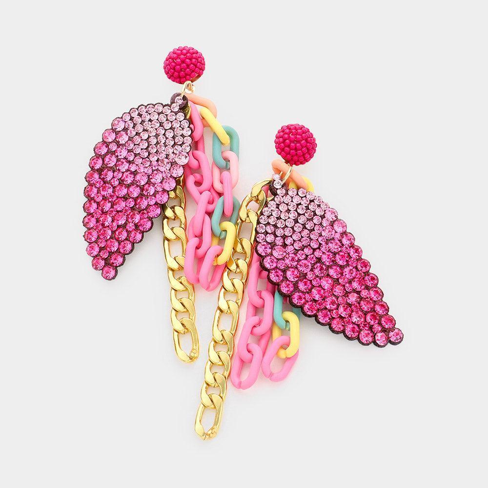 Bling Wing Chain Link Dangle Earrings - Jewelry Store by Erik Rayo