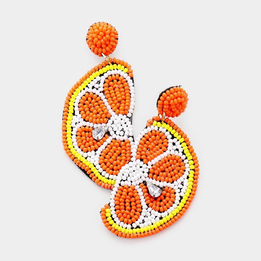 Orange Seed Bead Orange Earrings - Jewelry Store by Erik Rayo